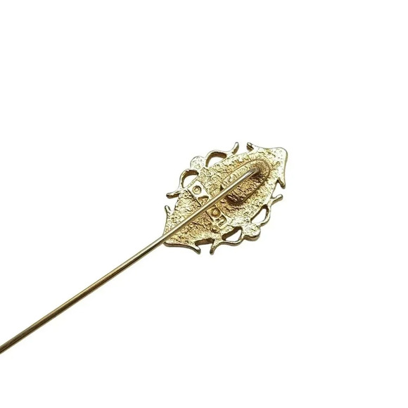 Avon Faux Cameo Pearl Stick Pin Gold Tone Vintage - Picture 3 of 4